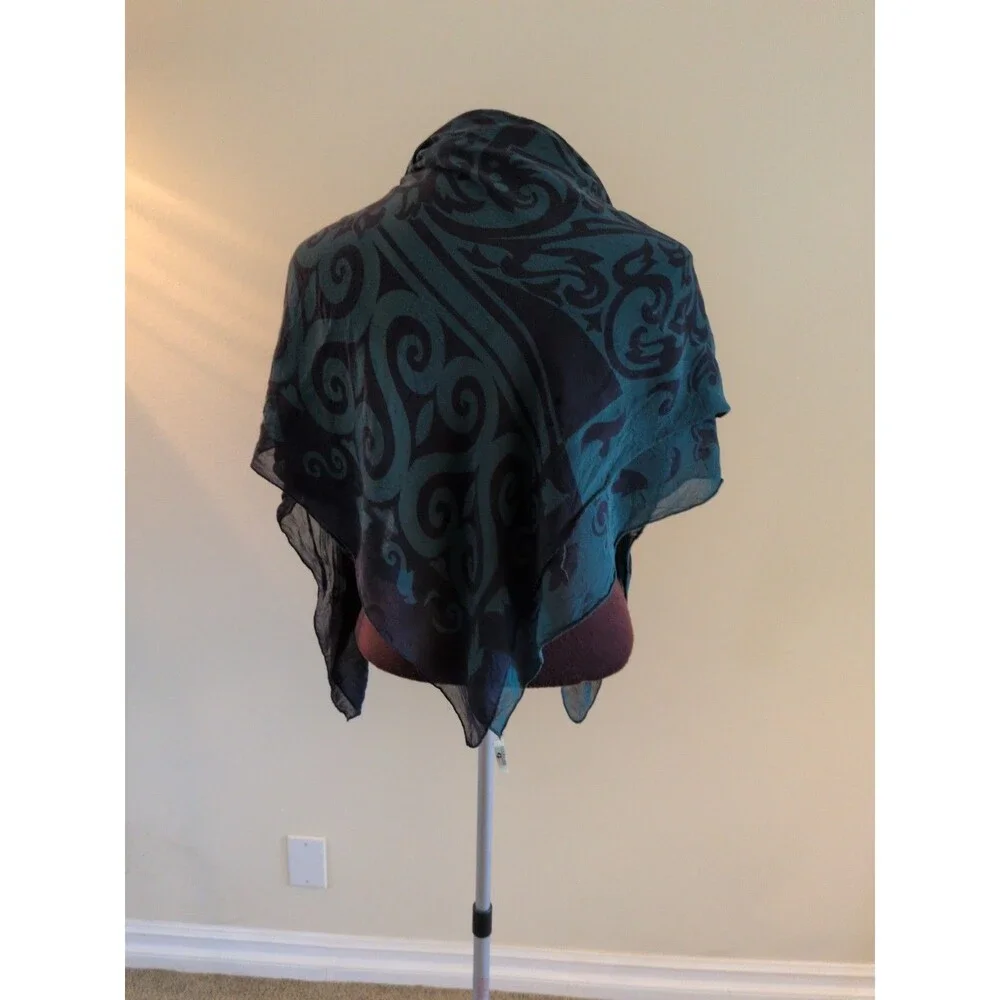 Vintage Georgiou 100% Silk Paisley Scarf 45x45”  Swirl Pattern Large Wrap / Top